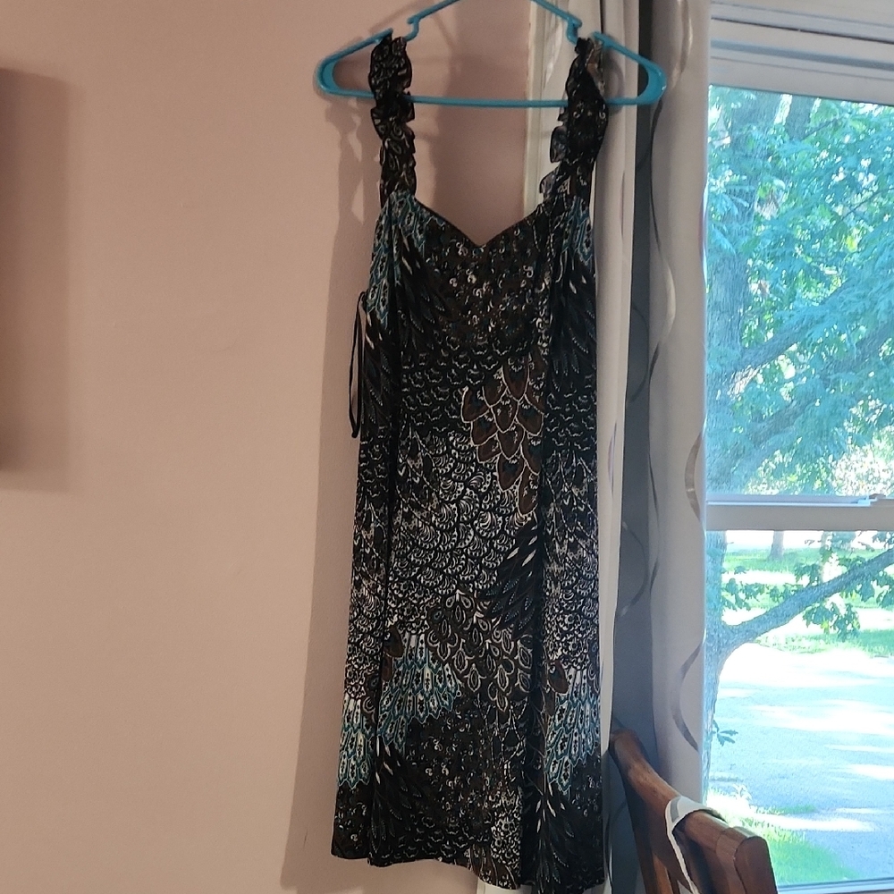 dressbarn Elegant Black and Blue Mini Dress